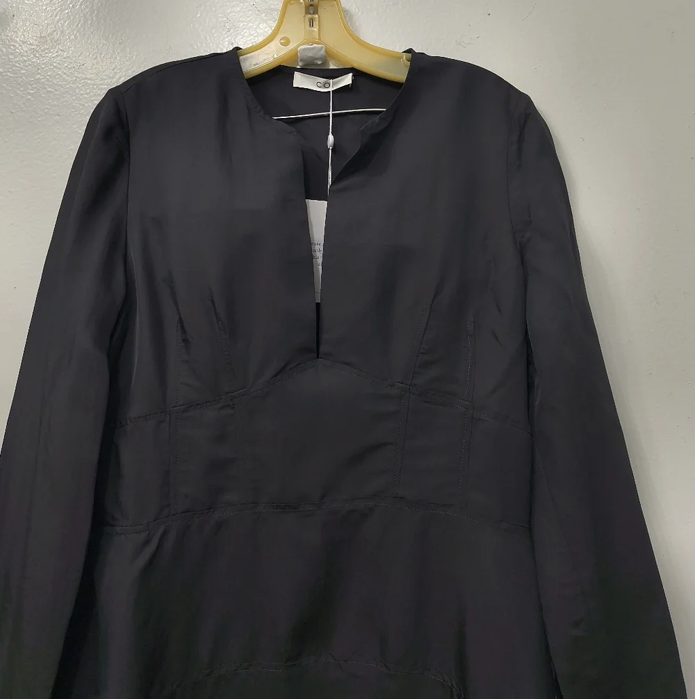 Co. Collection Silk Blend Elegant Black Long Sleeve Dress M Dark Romantic Gurge - Picture 4 of 12